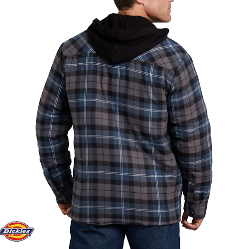 dickies relaxed fit icon hooded quilted shirt jacket
