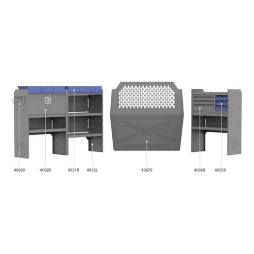 Electrical Contractor Van Package 43" H Shelves for ProMaster City