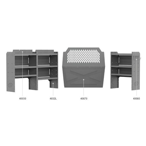 Deluxe Commercial Van Equipment Package 43" H Shelves for Transit Connect